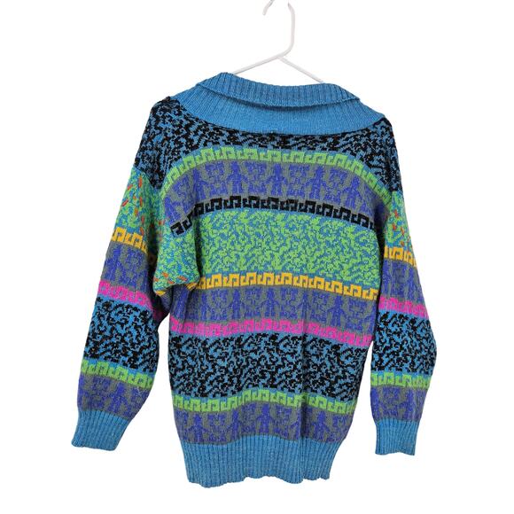 Vintage 80s Womens Ski Road Shop Sweater Blue Fair Isle Knit Pullover Size S - Picture 5 of 5